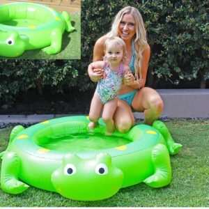 สระน้ำเป่าลมทรงกลมรูปกบ พื้นเป่าลมกันกระแทก ขนาด 118*105*34 CM.