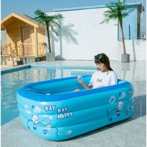 (เกรด A แบบหนา) สระน้ำเป่าลมเด็ก สระน้ำเด็กเป่าลม สระว่ายน้ำทรงเหลี่ยม พื้นกันลื่น(No box) 120 CM.